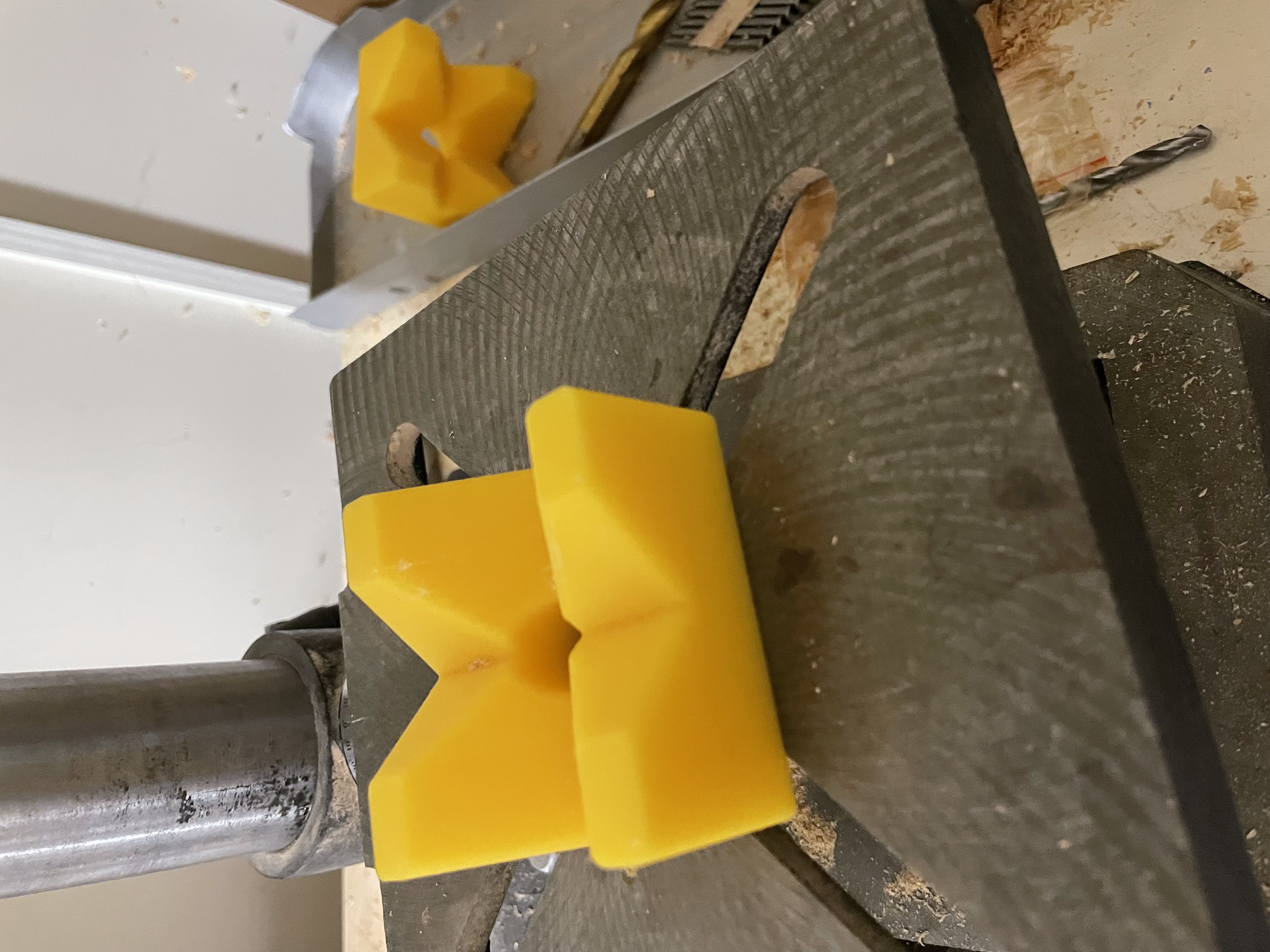 Simple 'V' block for small pedestal drill