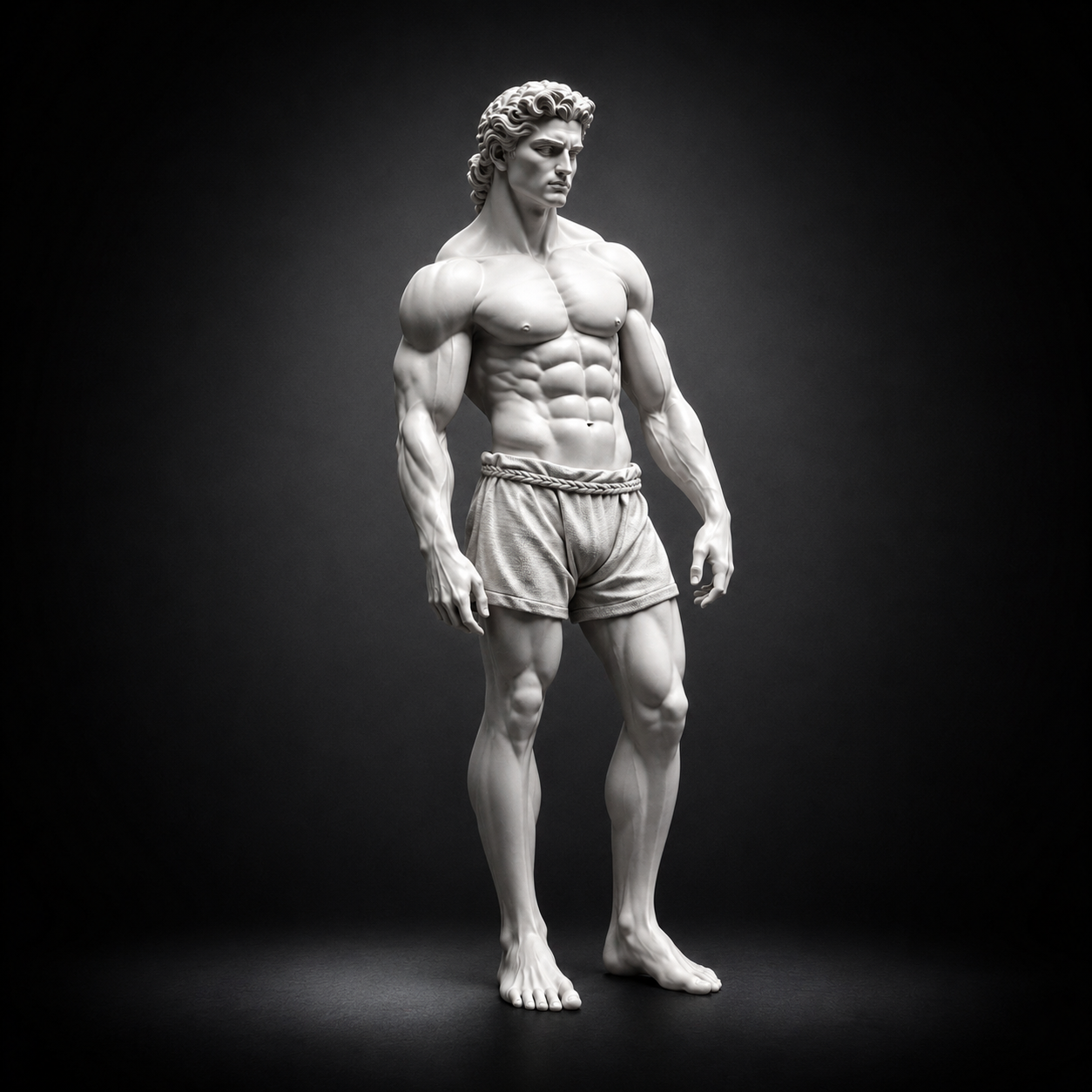 Aesthetic Greek God Statue STL | David Style Bodybuilder Sculpture | 3D Print Model