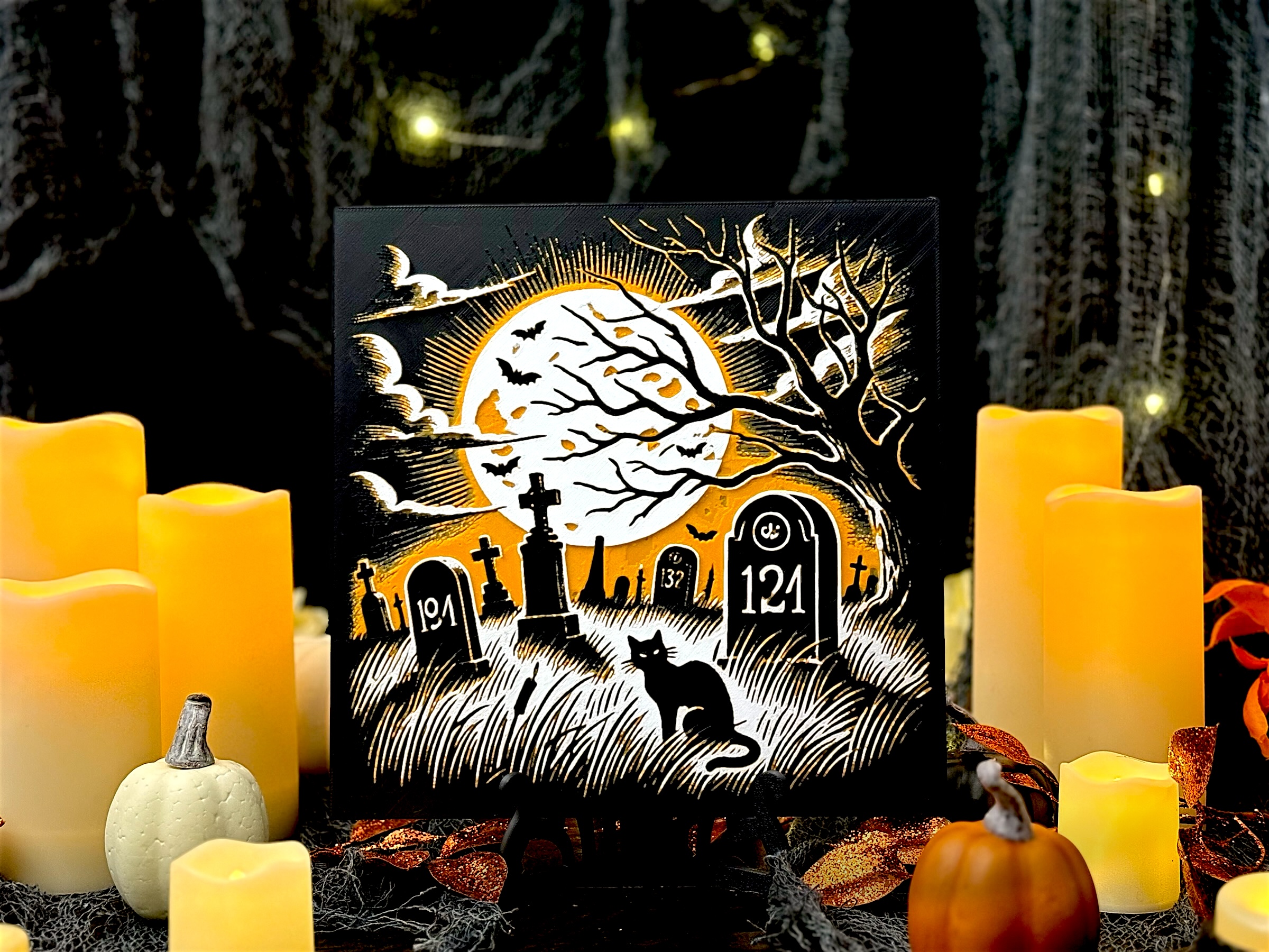 “Graveyard Watch” – Vintage Halloween Hueforge Panel