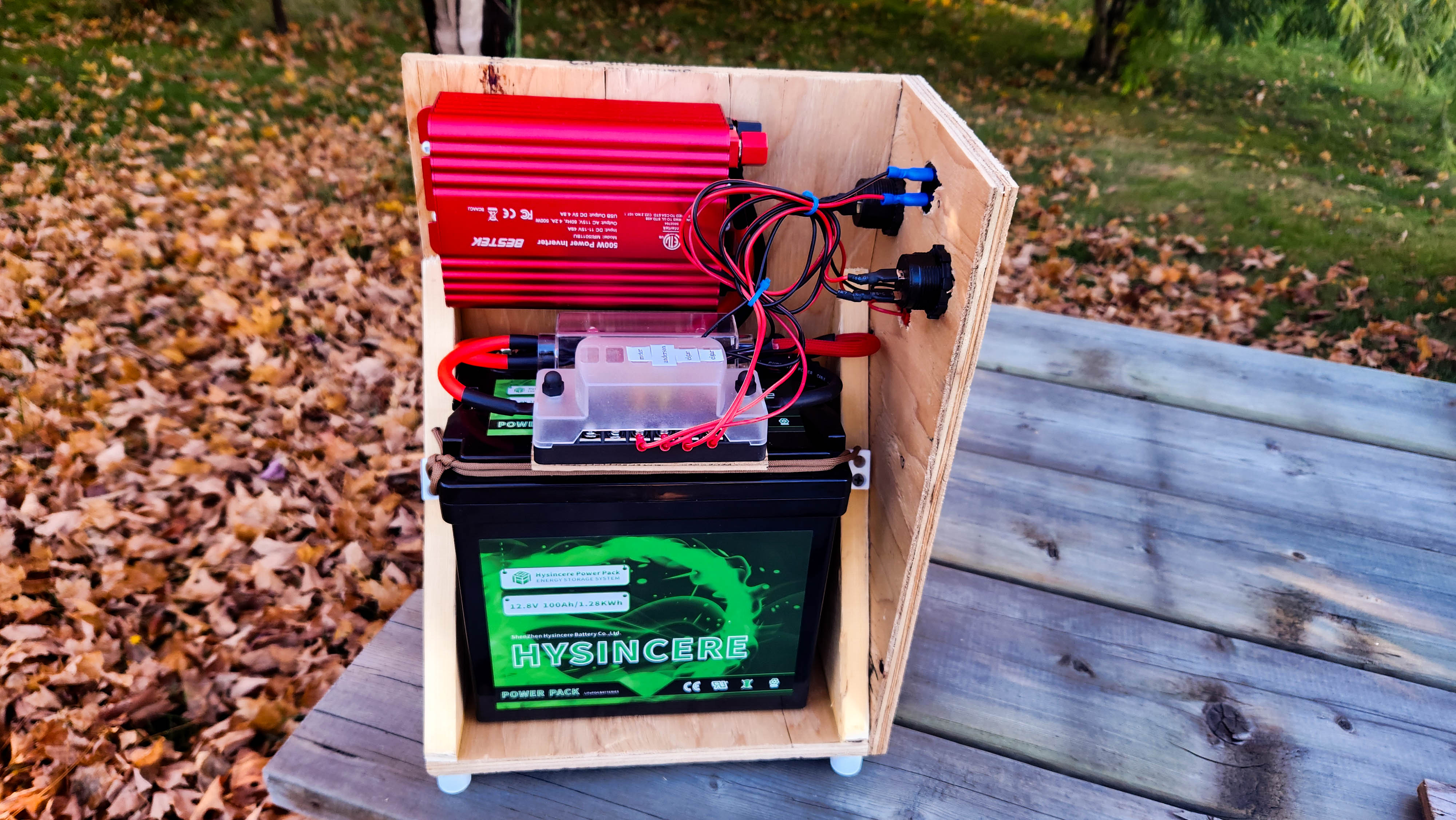 stuff to make a DIY Power Station. screw on foot, battery holder and handle. drywall screw, wood, paracord, cabinet feet foot.