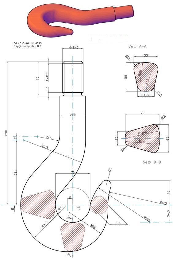 Crochet de levage - Norme UNI 4395 - SolidWorks