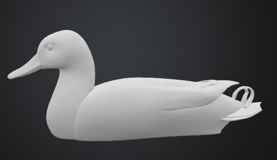 A mallard duck floating on water with its legs retracted under it