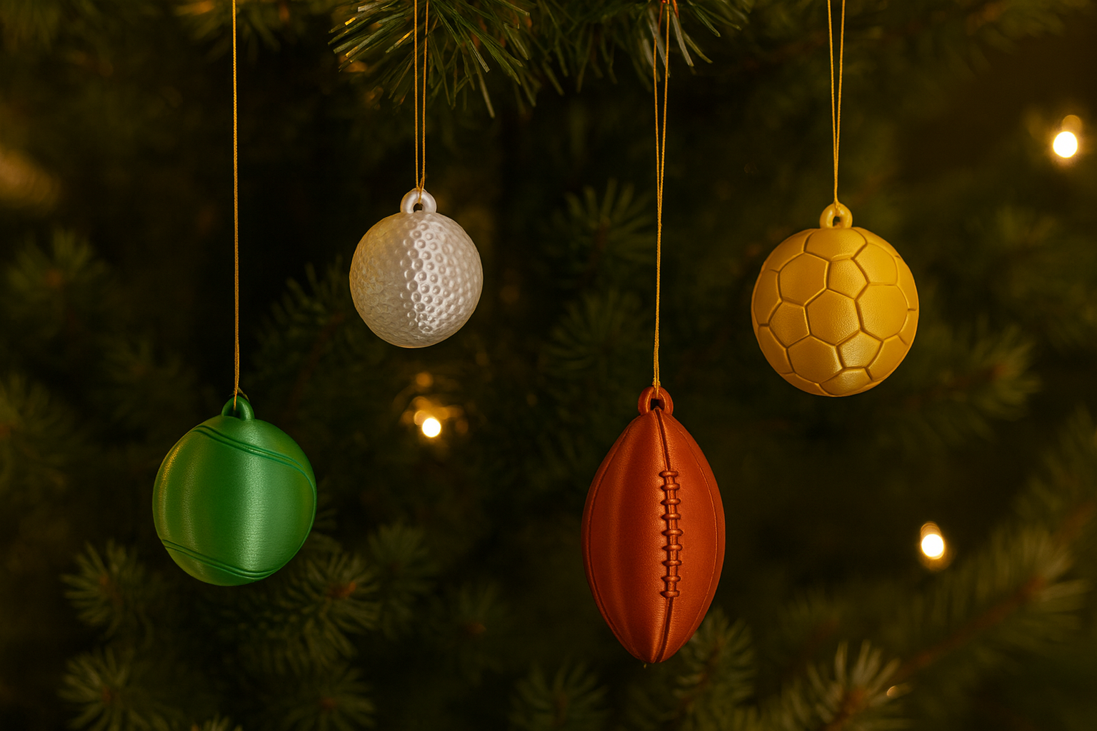 Sports Ball Ornaments - Football Tennis Golf Soccer