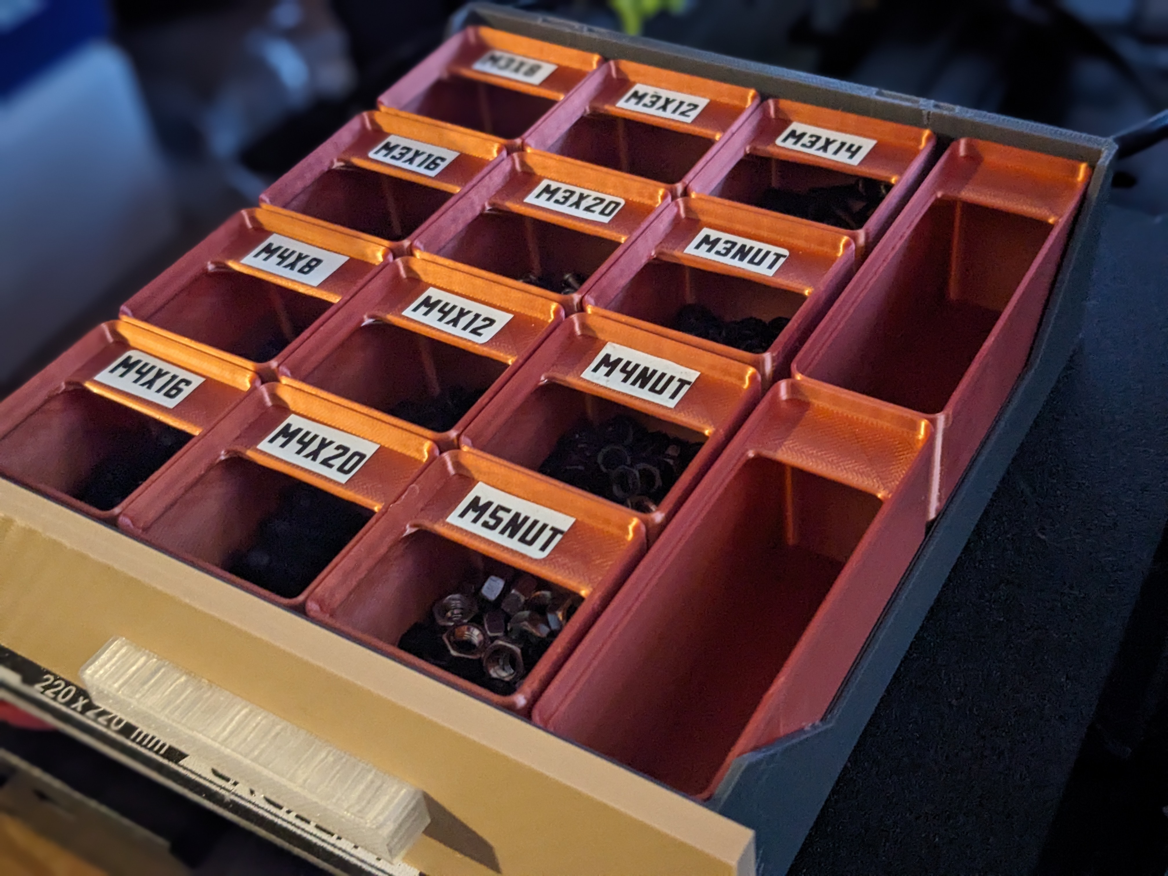 Slim bins for GEN2 Drawers right side - Gridfinity Style