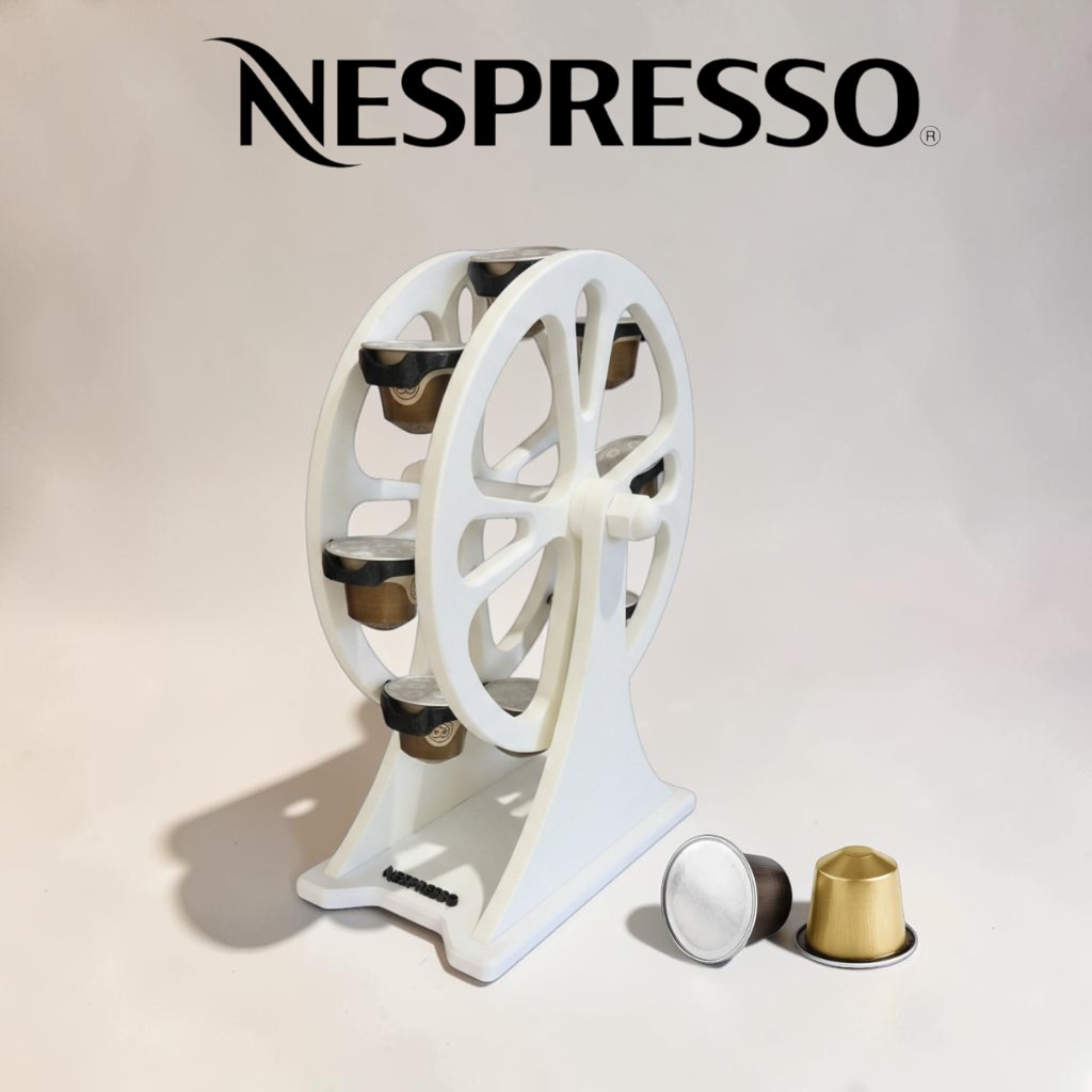Suporte para cápsulas Nespresso em formato de roda gigante | Rotação 3D