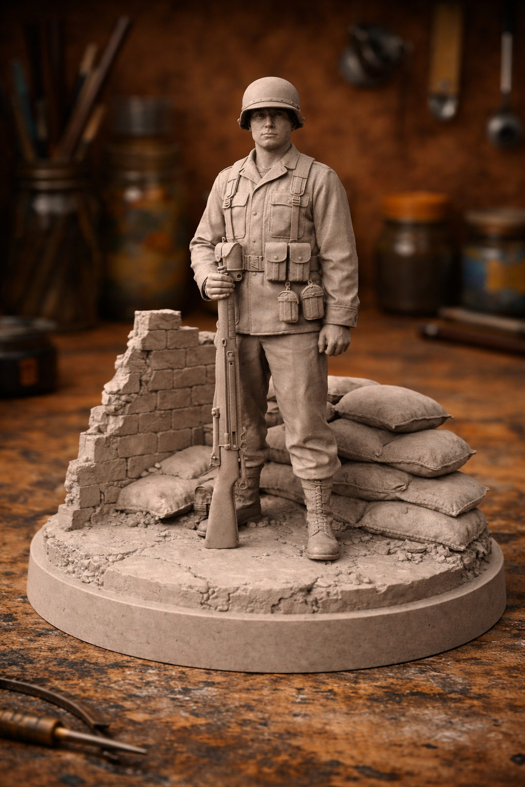 WWII Infantry Soldier Diorama – Battlefield Stand