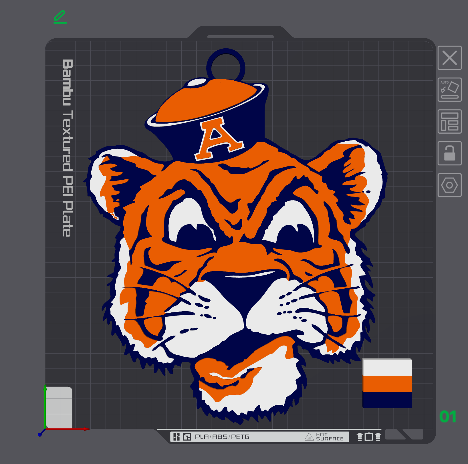Auburn Tigers Retro Oversized Necklace Logo