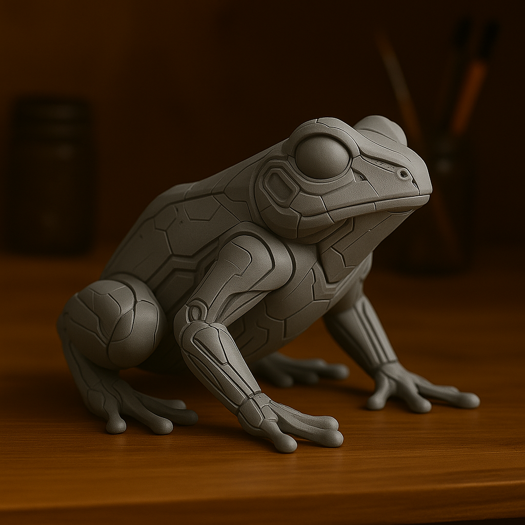 Geometric Frog Sculpture – Polygonal Animal Statue | 3D Printed Modern Decor | Brutal Geometry Series
