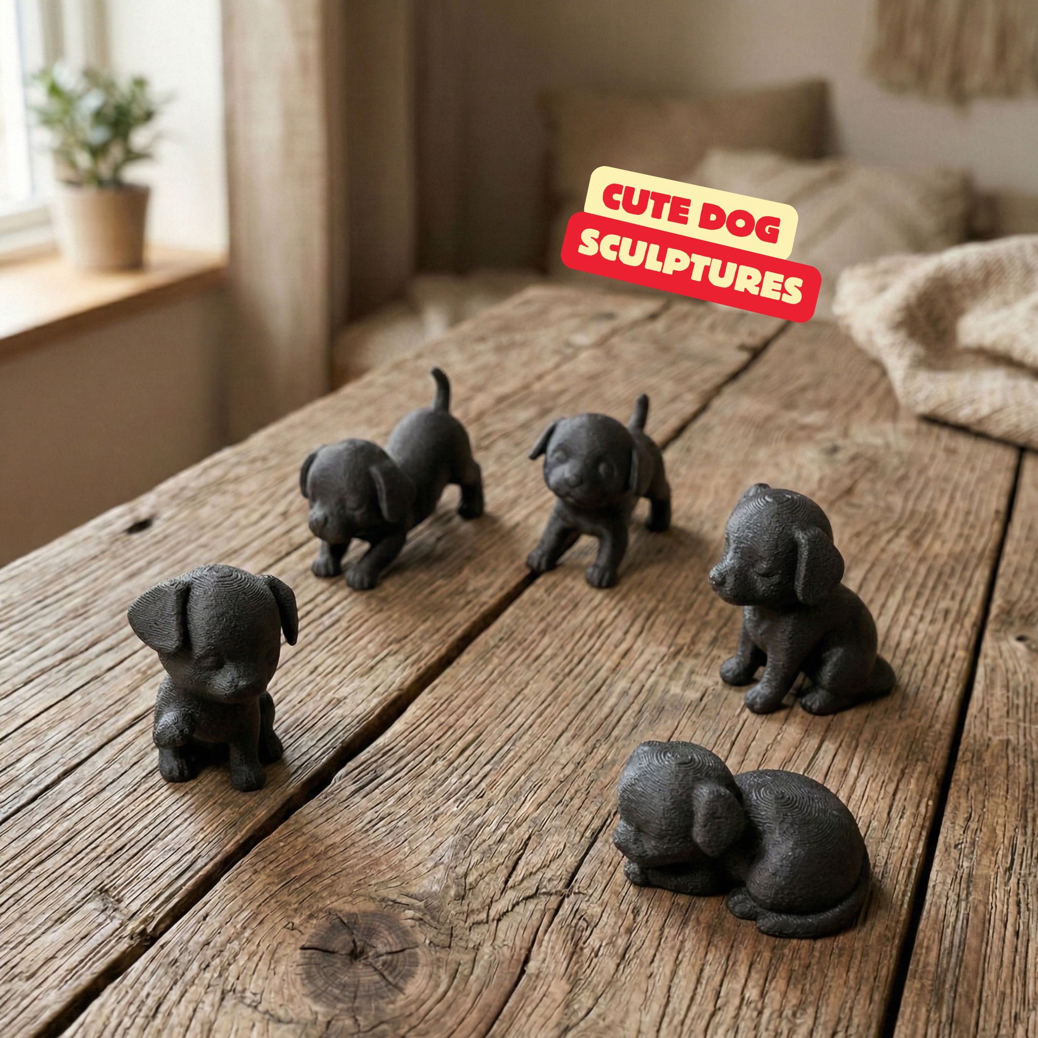 LAZY DOGS / MODERN DOG SCULPTURES / BLACK SCULPTURES / TOY