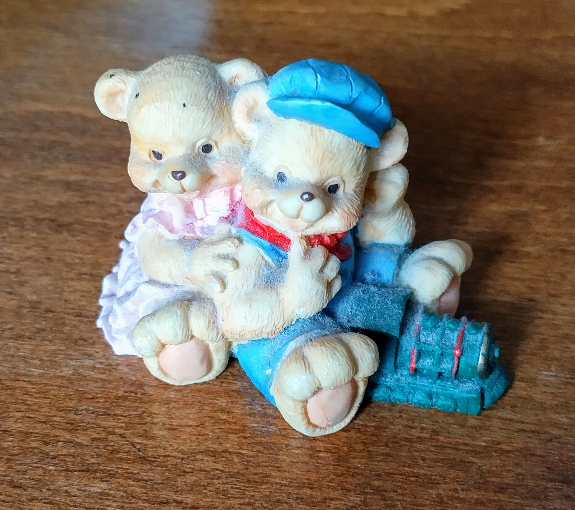 Coppia orsetti con trenino - Couple of teddy bears with model train -
