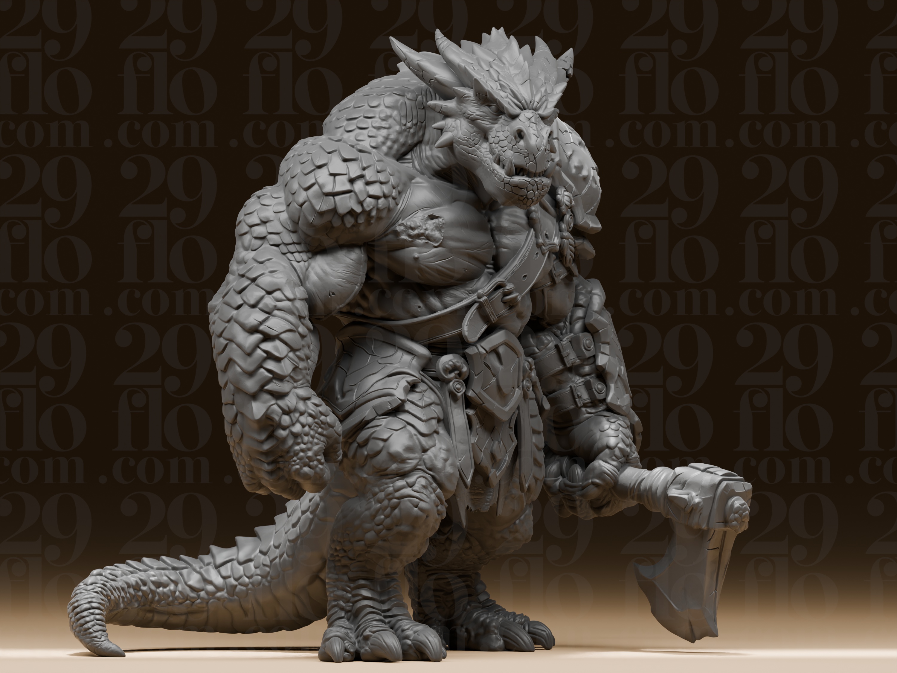 #090 Massive Dragonborn Brute Warrior Miniature