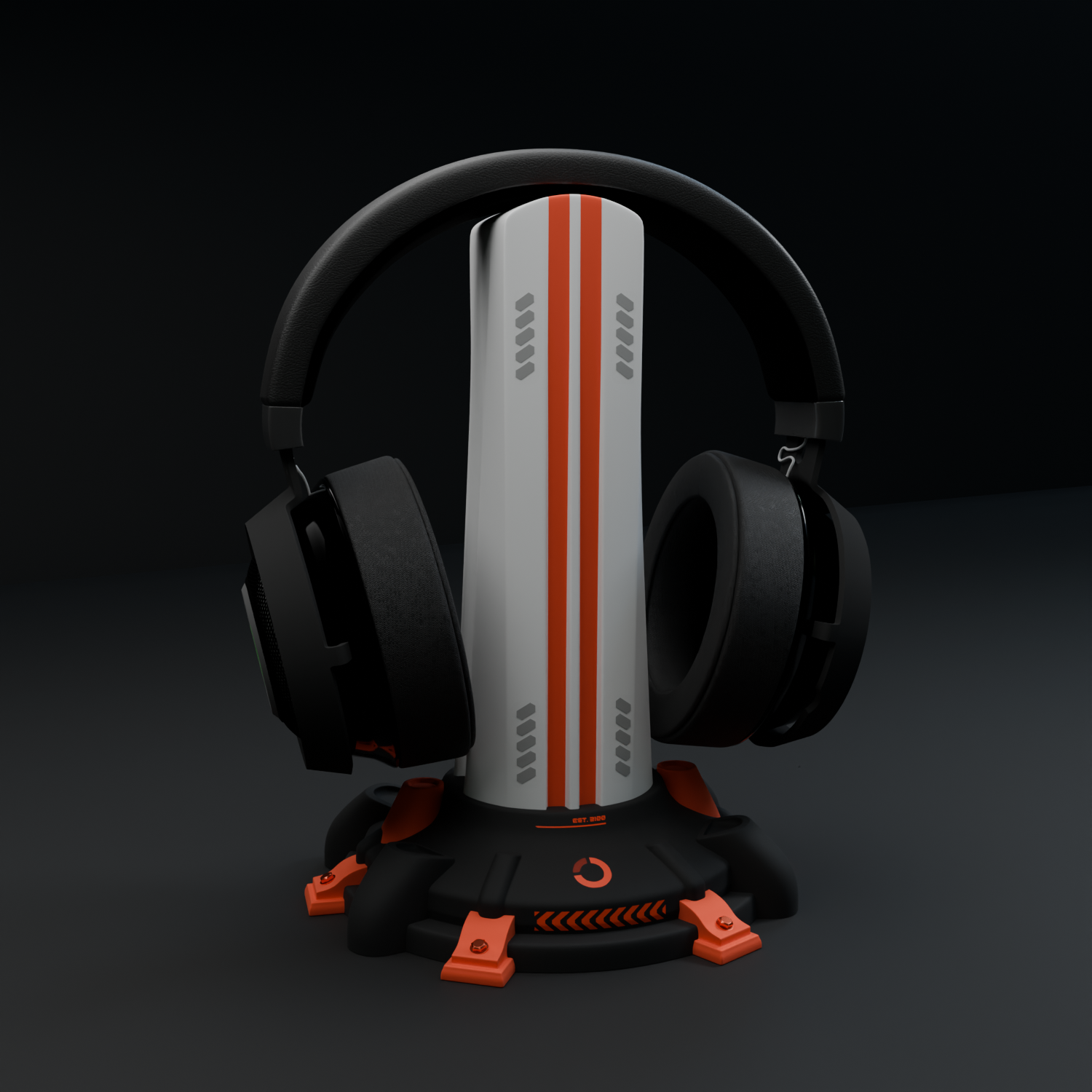 Cyberpunk Headphone Stand – Futuristic Desk Accessory, Print-in-Place Design