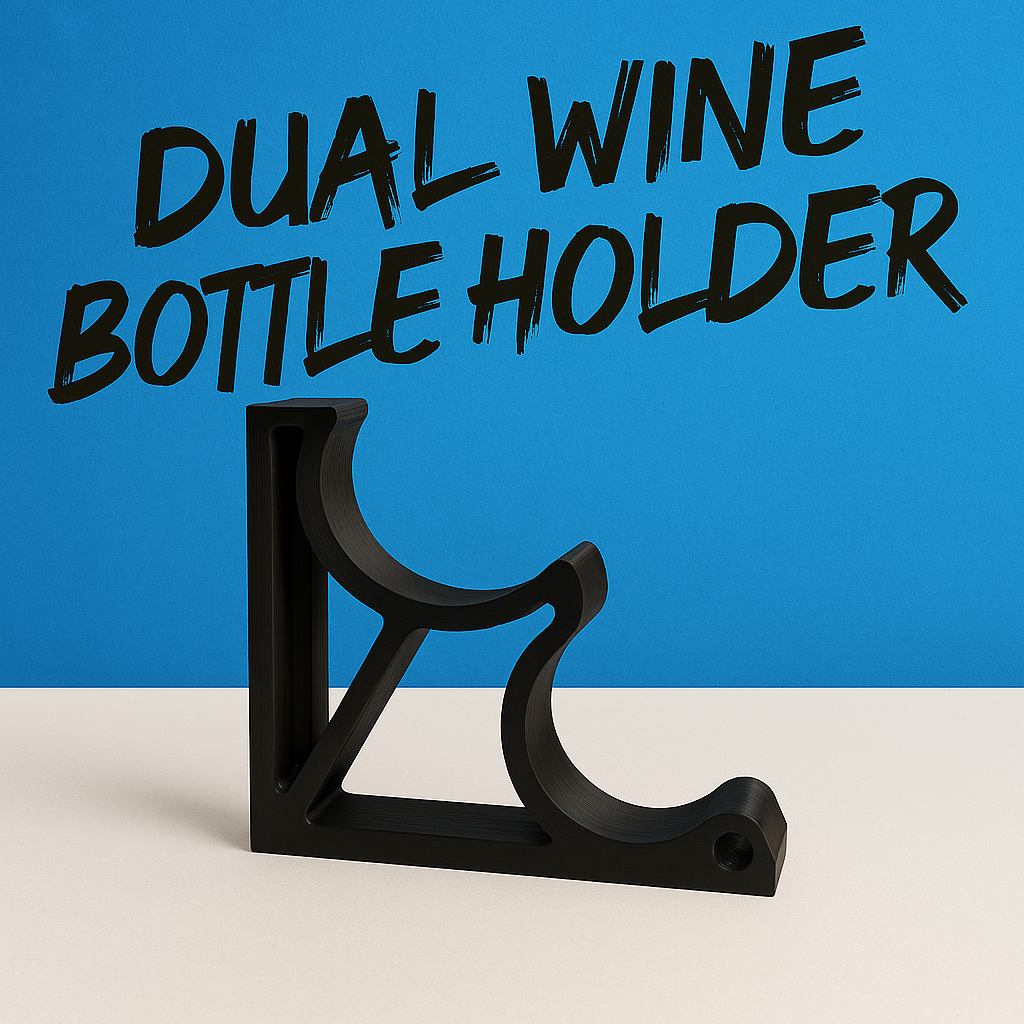 Dual Wine Bottle Holder – Horizontal Rack for 2 Bottles | Minimalist Display & Storage (3cm/6cm/9cm Versions)