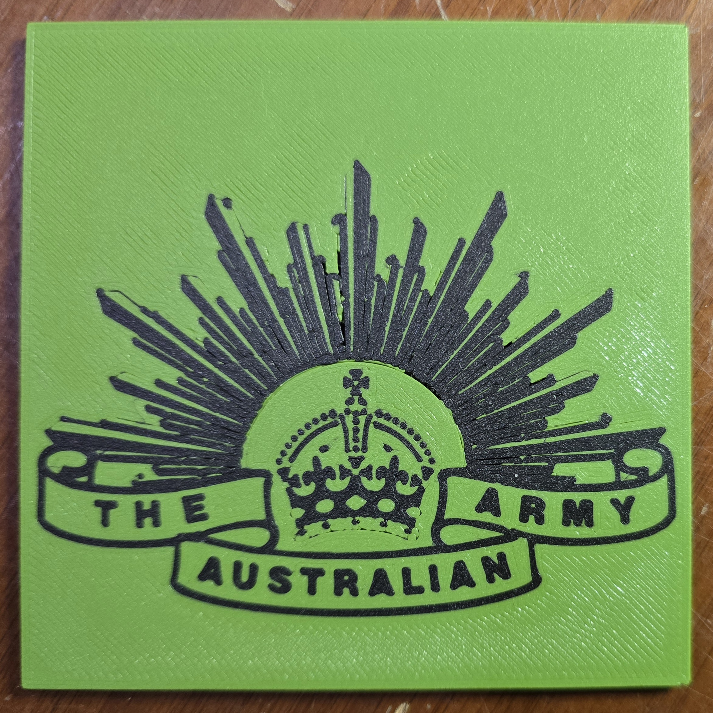 Australian Army Rising Sun Square Coaster Set (King's Crown)
