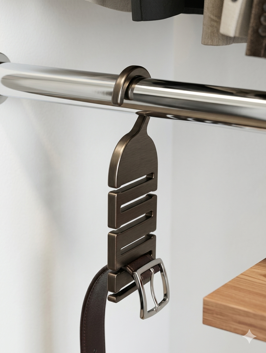 Minimalist Luxury Wood Belt Hanger - Space Saving Closet Organizer