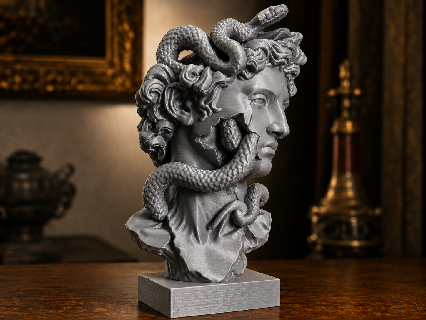 Busto Classico con Serpenti | Scultura Decorativa 3D in PLA