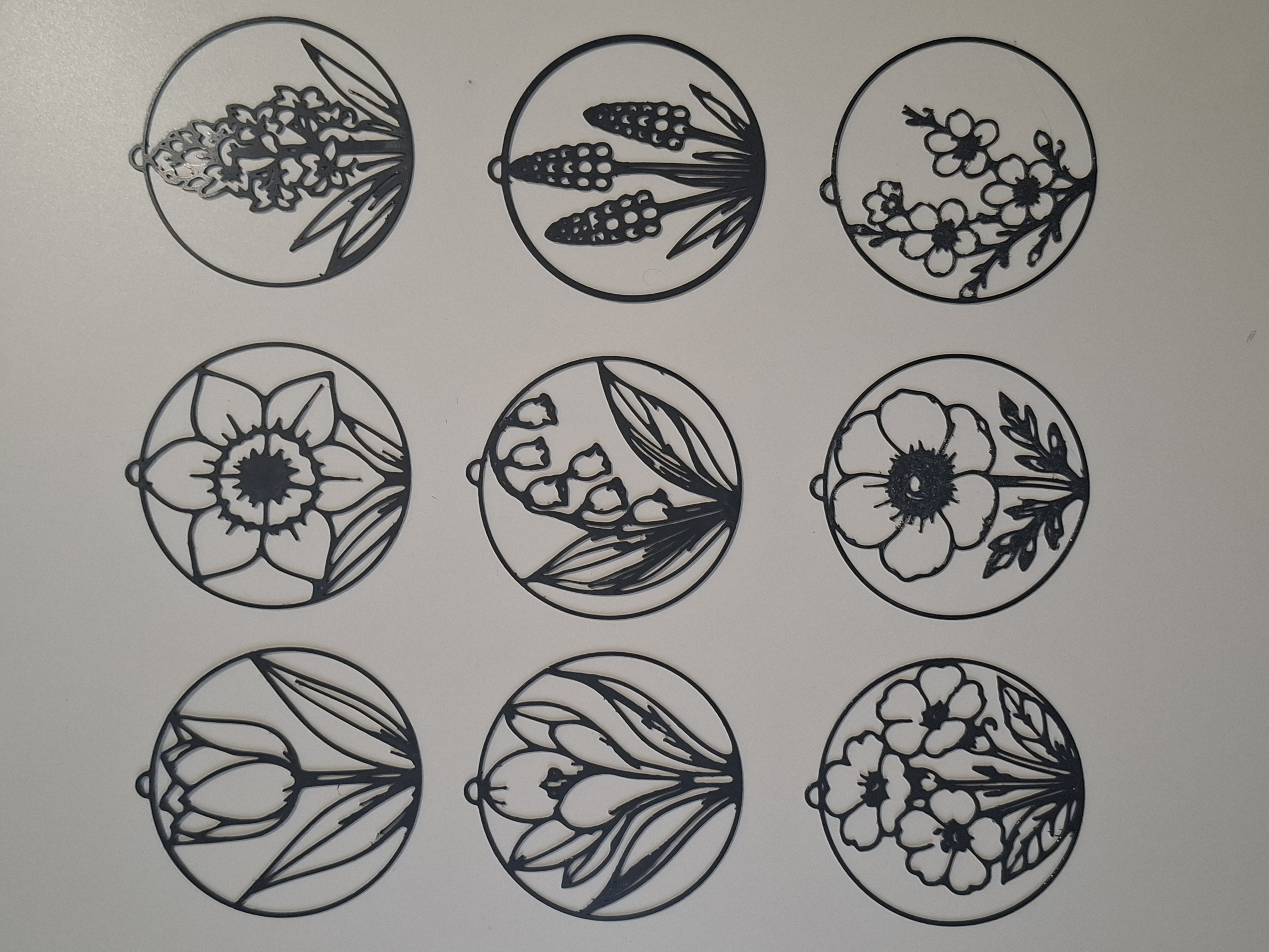 Spring Floral Ornament Collection - 9 Decorative Hanging Ornaments