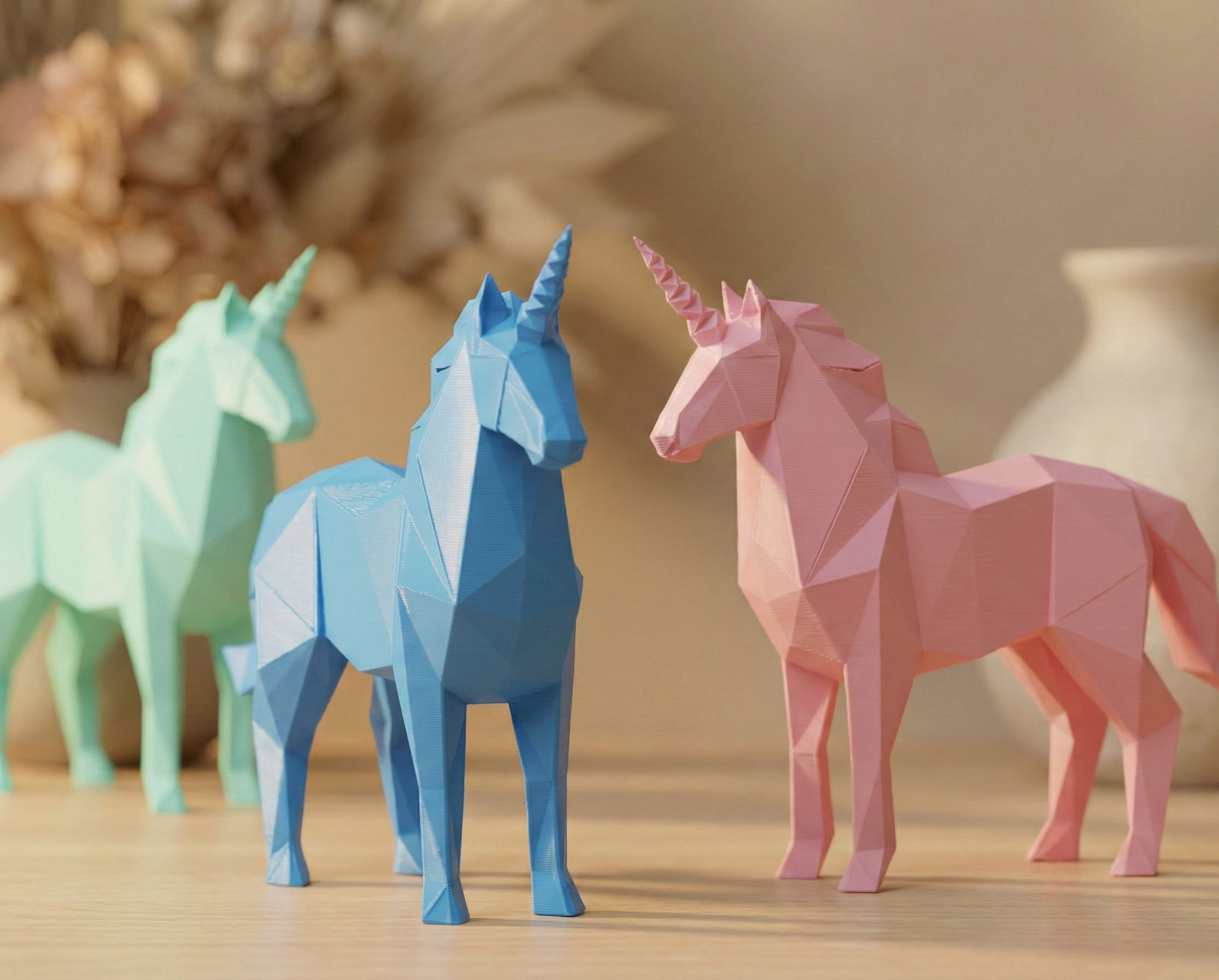 Cute Origami Unicorn - Minimalistic Japandi Decor