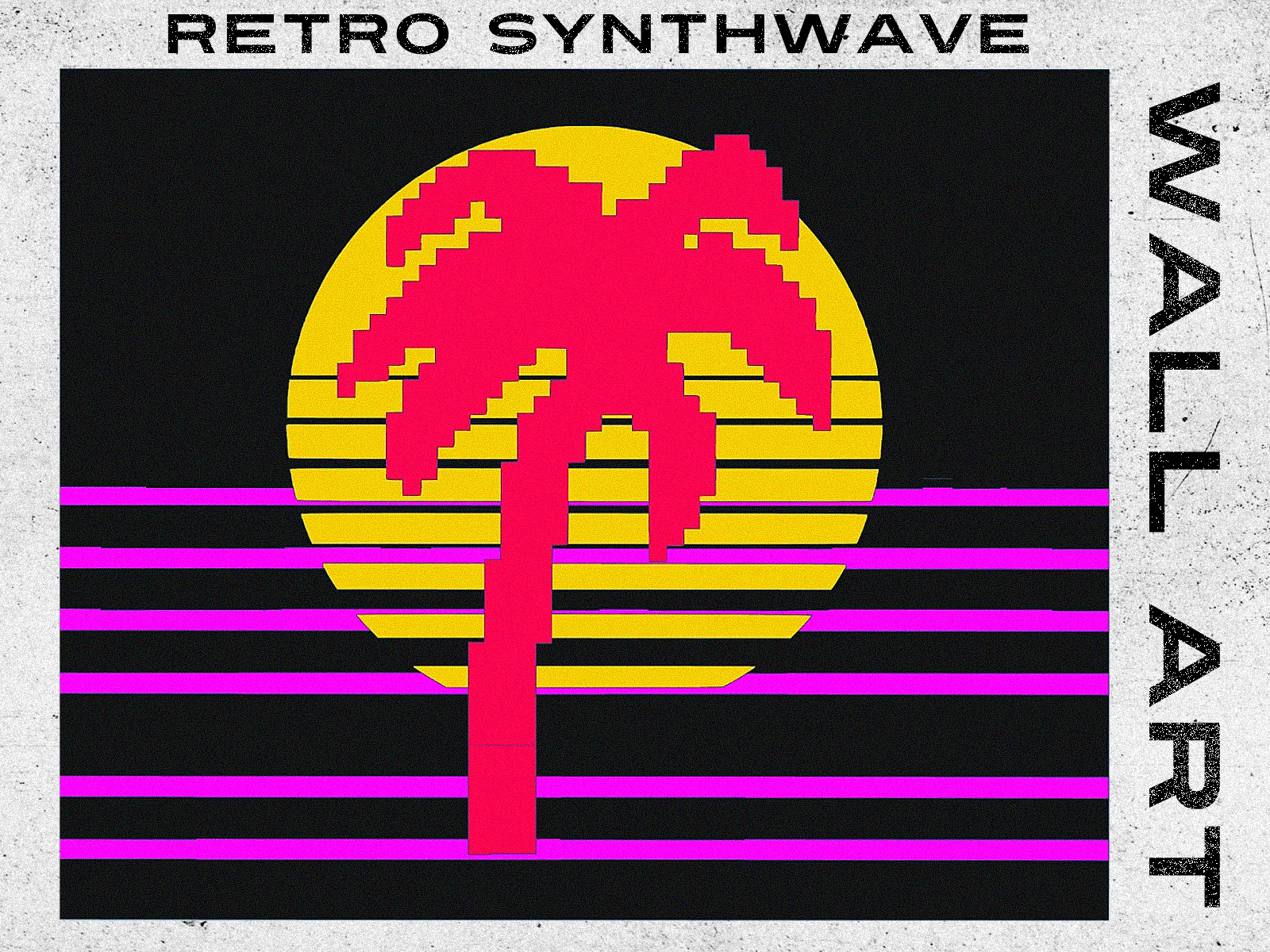 Retro Synthwave Sunset Wall Art V2