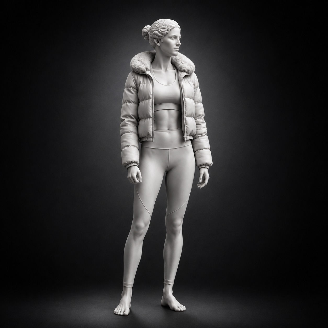 Modern Female Explorer Statue STL | Winter Jacket Woman Sculpture | 3D Printable Figure