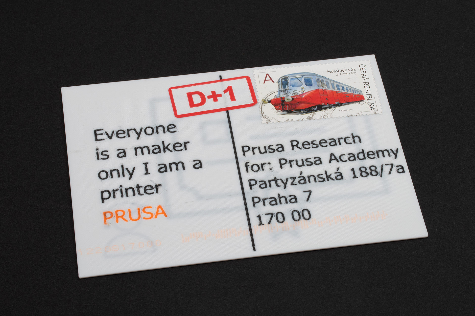 Editable, fully-3D-printed postcard