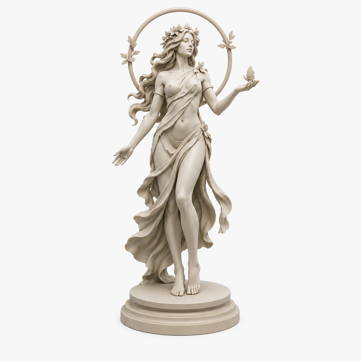 Blooming Nymph Statue – Elegant Floral Goddess Decoration