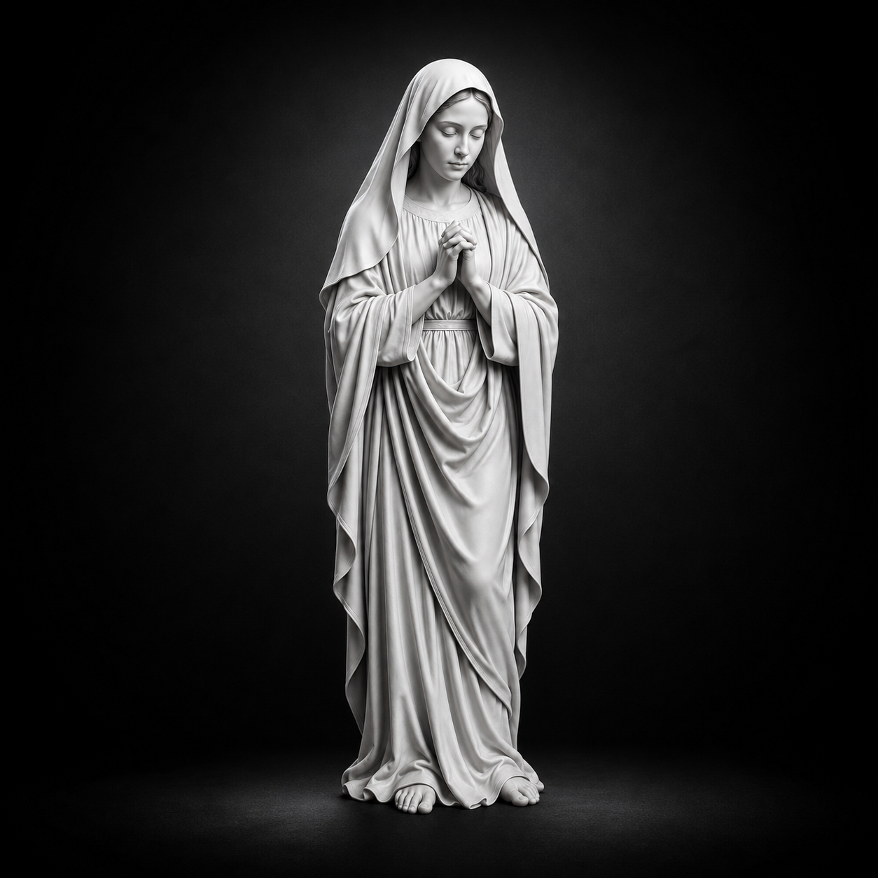 Praying Virgin Mary Statue STL | Blessed Mother Sculpture | Catholic 3D Print Model