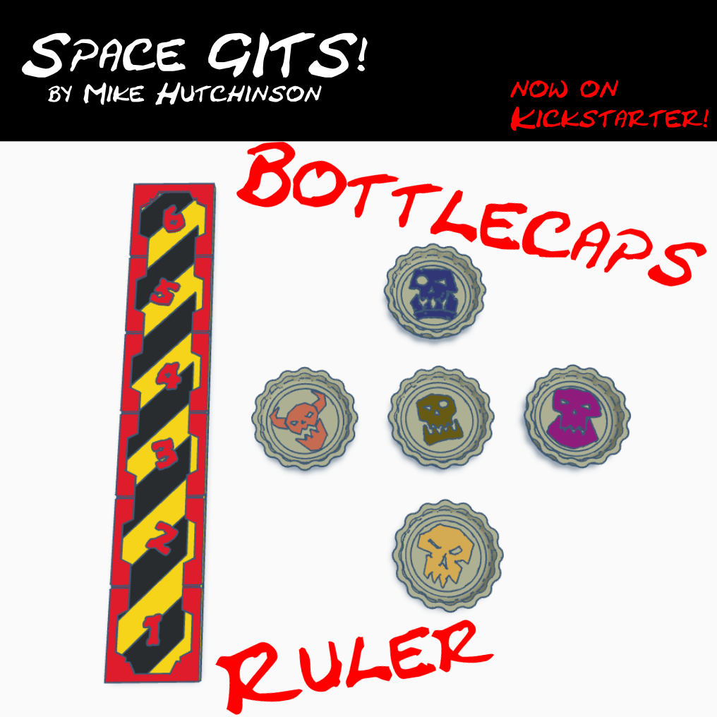 Bottle Cap Tokens and Ruler for Space Gits