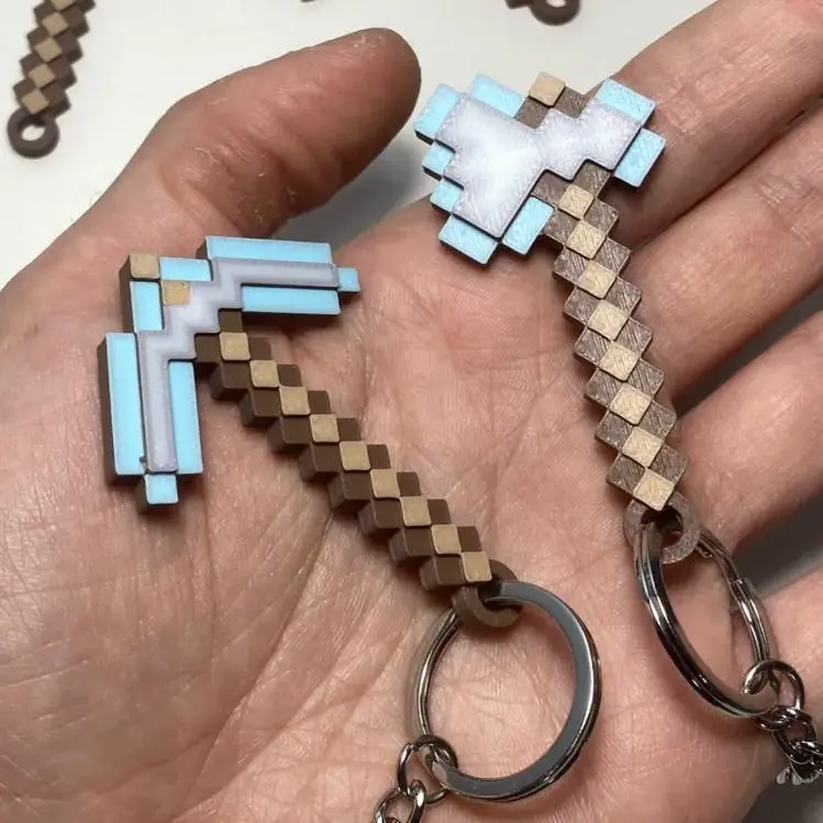 Minecraft Keychain (Pickaxe and Axe)